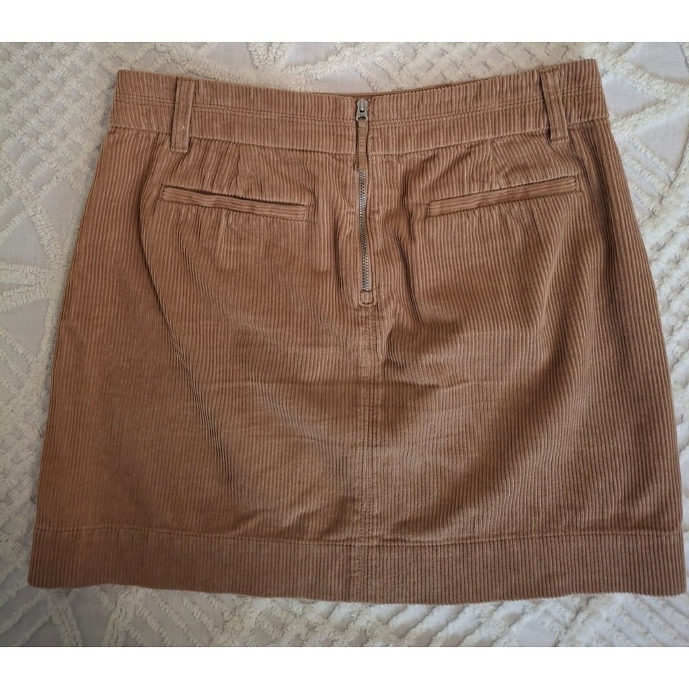 LOFT Womens Size 6 Corduroy Mini Skirt Tan Cotton Button Waist Back Zip - Picture 6 of 6